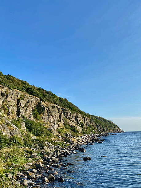 The rocky coast of West Bornholm. Denmark