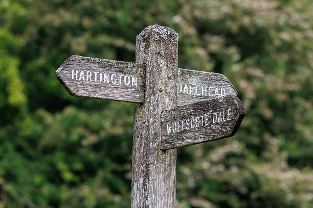 Peak district trail sign - Hartington, Dale Head, Wolfscote Dale