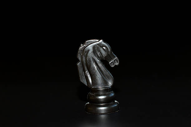 istock The chess piece is a knight, black in color. 2223576126