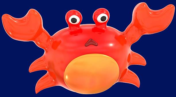 Crab 3D summer illustration with colorful