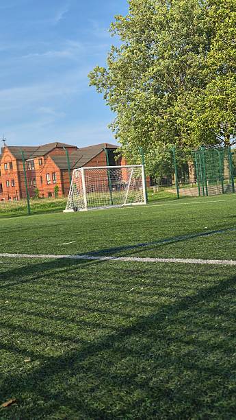 istock A goal post in a turf soccer pitch 2223599097