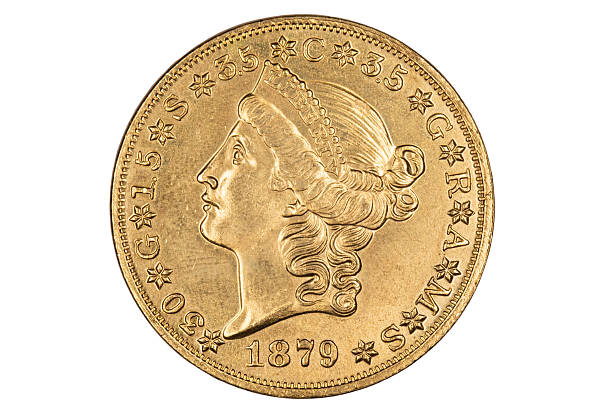 istock Golden 1879 US twenty dollars coin 2223603179