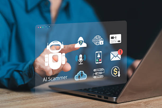 istock AI Scammer, Cyber fraud, Artificial Intelligence Technology and Illegal Use concept, Business Women beware of cyber fraud, Password security protection, Banking, Data, Fake Voice, Fake news,Internet 2223620764