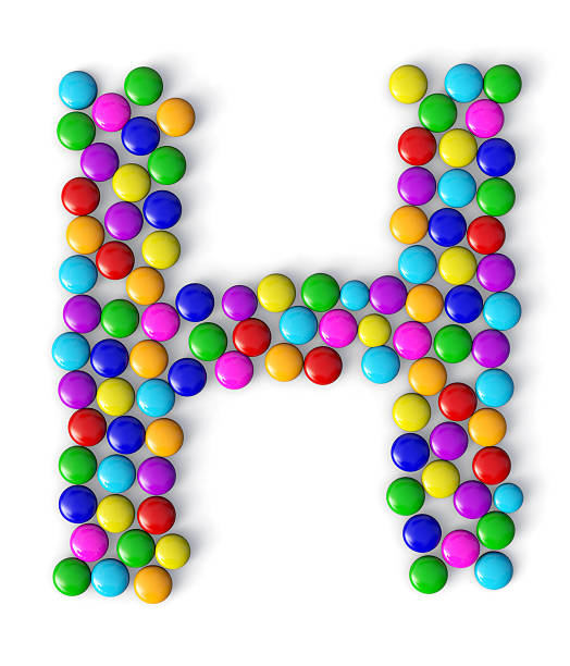 istock H made of colorful chocolate candy isolated on white background. 3d chocolate candy Alphabet. 3d illustration. 2223629219
