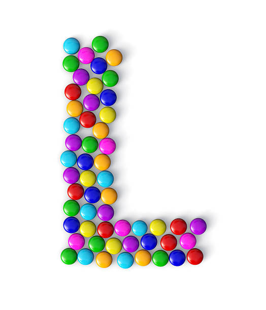L made of colorful chocolate candy isolated on white background. 3d chocolate candy Alphabet. 3d illustration.