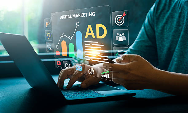 istock Digital marketing strategy with online advertising, social media promotion, data analytics, content marketing, targeted ad campaign management, SEO optimization, brand engagement, business growth 2223631072