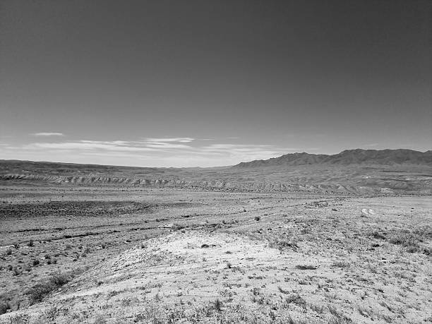Beautiful desert in the valley. Black and white photo