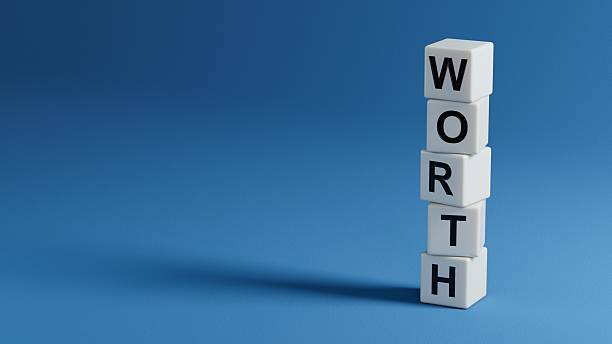 istock wooden elements with WORTH business word. Mission, Vision and core values concept.3D rendering on blue background. 2223638982