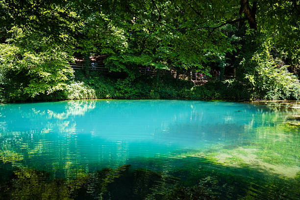 istock Blautopf spring, famous turquoise-colored karst lake, Germany 2223643321