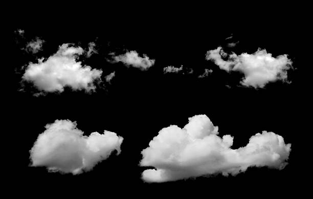 istock Isolated cloud collection on black background. Set of different types of clouds. Cloud design. Abstract clouds. Fog over the sky. White cloud texture. 2223659882