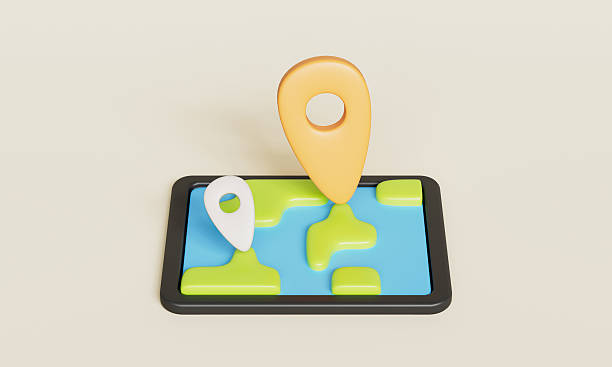 istock Navigation Map with Location Pins on a Tablet. 3D Rendering. 2223665240