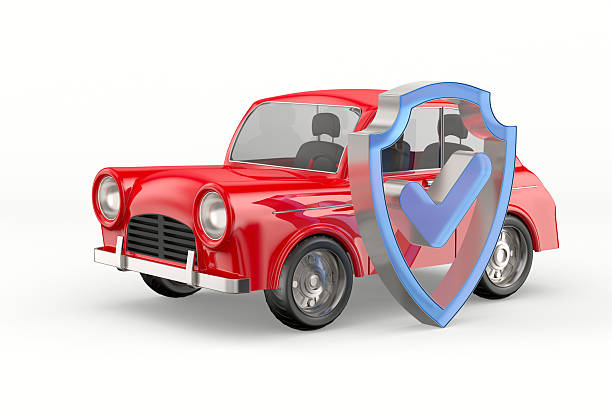 istock Car and shield on white background. Isolated 3D illustration 2223665828