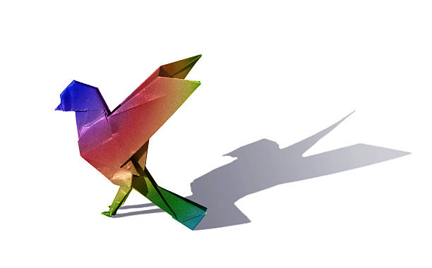 istock Rainbow Origami Bird Robin isolated on white 2223666868
