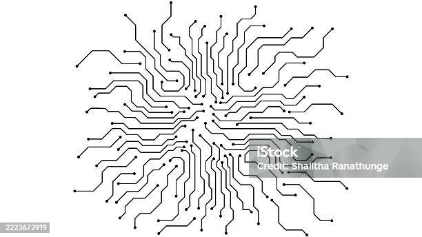 Circuit Wire Path Connecting Together In Black Template Stock ...