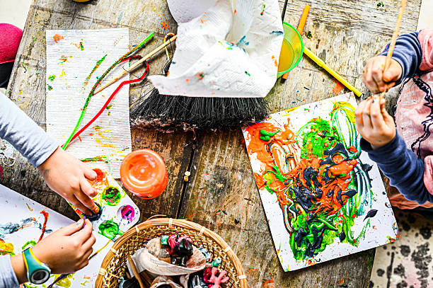 Children doing an art project