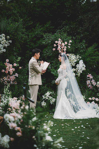 Young Chinese newlywed couple's wedding