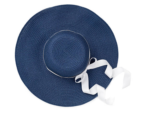 istock Blue straw hat isolated on white, top view 2223696162