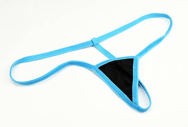istock Women's sexy blue thong panties on a white background. 2223697724