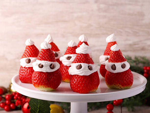 Strawberry and cream Santa. Healthy and delicious berry dessert