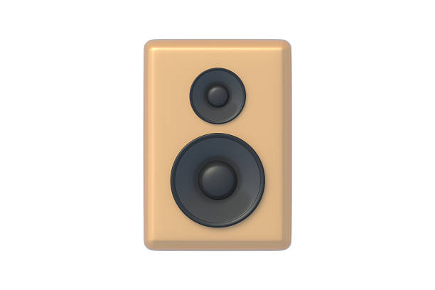 One audio speaker isolated on white background. Sound system. Acoustic device. Front view. 3d render