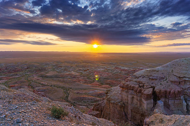 istock Colorful striped canyons at sunrise Mongolia 2223721196