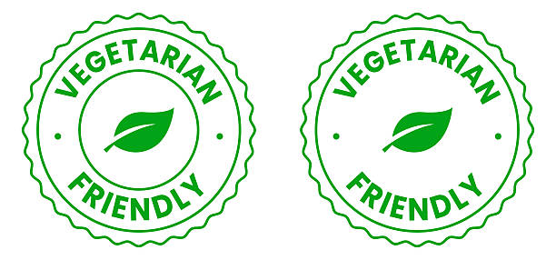 istock Vegetarian Friendly Badge Round Emblem Vector Illustration for Organic Food Labels, Eco Packaging, Restaurant Menus, Vegan Products, Healthy Lifestyle Branding 2223726339