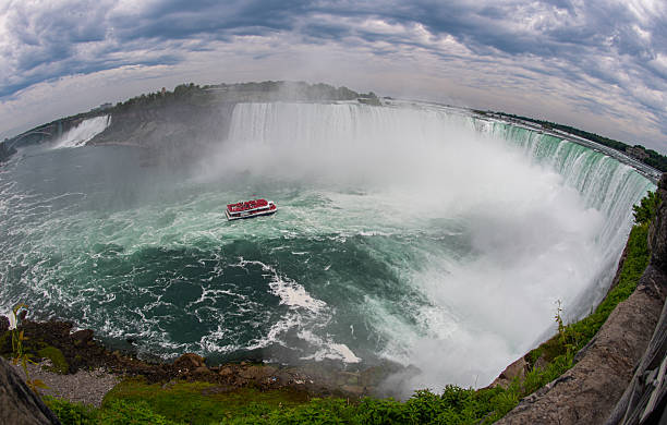 istock Fisheye look at Niagara Falls with Boat 2223730290