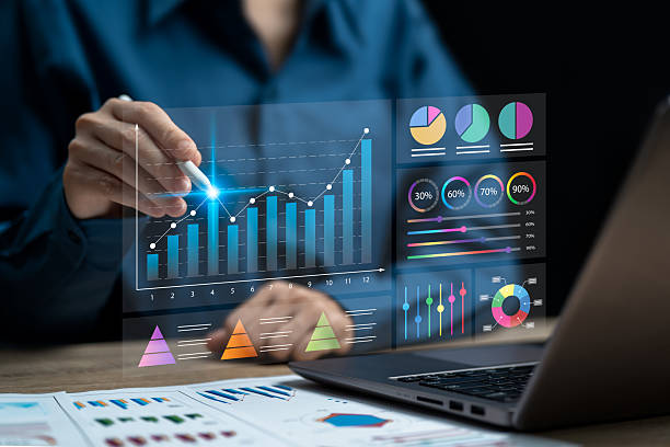 istock Business analytics works and data on personal business analytics concept, Businesswomen use laptops analyse data work company, KPI, Financial performance, Create insight reports, Operations management 2223735311