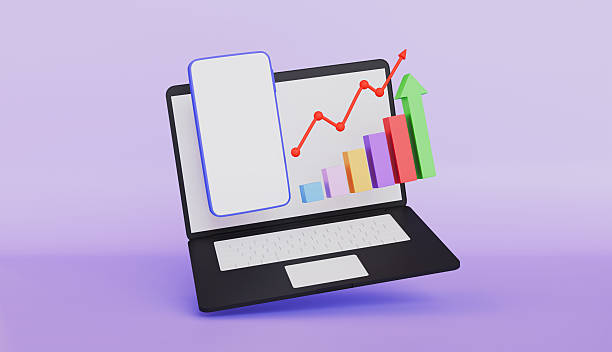 istock Laptop icon showing an upward trend graph and arrows on the screen 2223742012