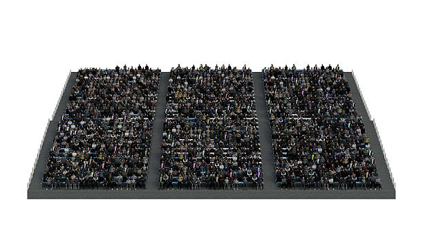 istock 3D Crowd on Grandstand on white background, Front View People Sitting and Walking for Sport Scene. 3D illustration 2223748049