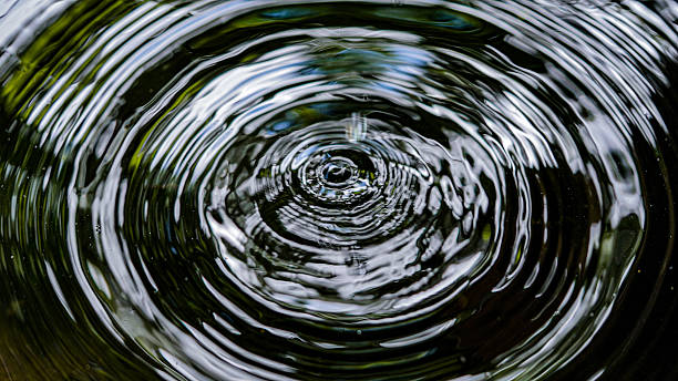 istock Defocus water ripple surface clear calm texture background with splashing bubbles water drop. 2223755267