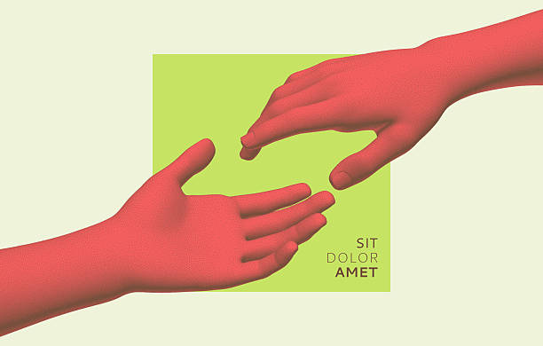 istock Hands reaching towards each other. Concept of human relation, togetherness or partnership. 3D vector illustration. Can be used for advertising, marketing or presentation. 2223756014