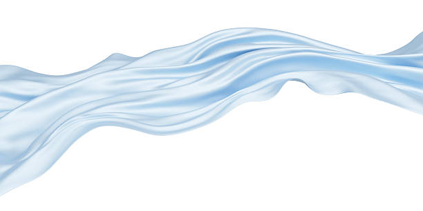 istock Light blue fabric flying in the wind on white background 3D render 2223759168