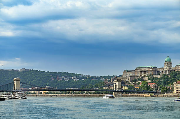 Chain bridge and the Royal Palace,Buda Castle,Budapest,Hungary