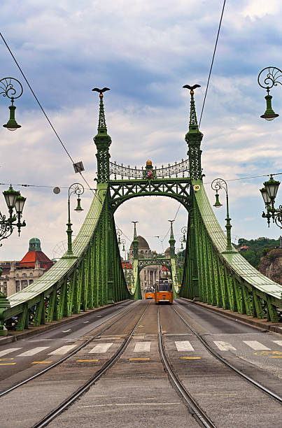 istock Liberty bridge and yellow trams, Budapest, Hungary 2223762681