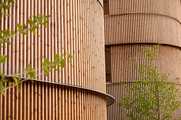 Modern architecture - Details from mass timber construction stock photo