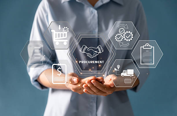 istock Concept of procurement, supply chain management, represented by related logistics, inventory icons is essential for ensuring efficient business operations. efficient flow, storage of goods, services. 2223767602