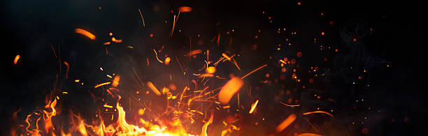 istock Barbecue - Fire Embers With Abstract Particles - Flames In Black With Sparks 2223769589
