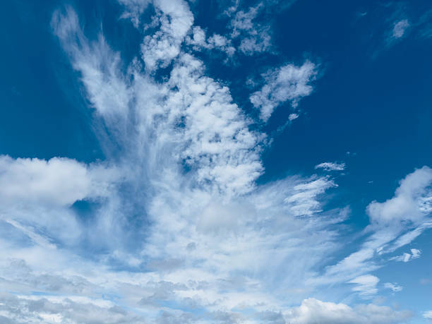 istock Beautiful blue sky filled with soft white and wispy clouds. 2223769727