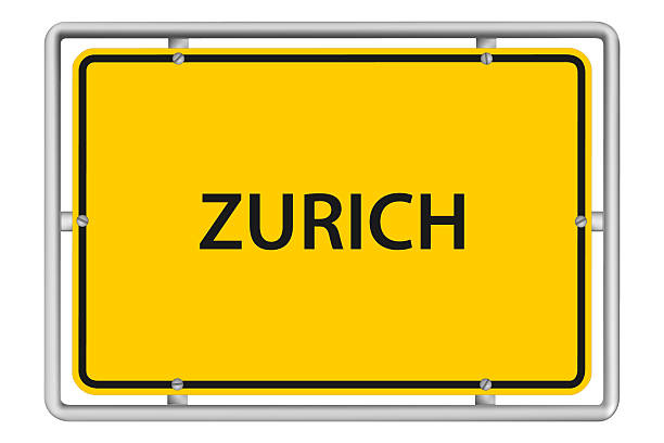 ZURICH - vector illustration of yellow town road sign