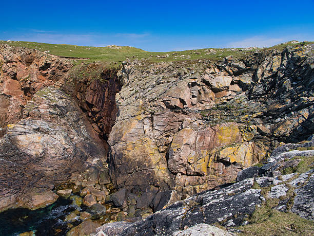 istock Rugged Coastal Cliffs under Blue Sky in Shetland 2223775152