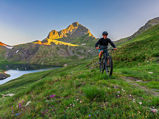istock Mountain biker enjoying sunrise in the pyrenees mountains. 2223791316