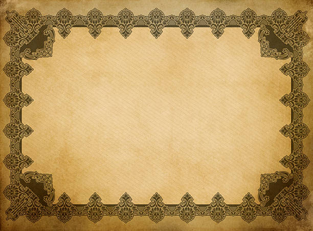 istock Faded condition old grunge paper background with decorative border. 2223803465