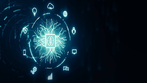 istock Artificial Intelligence Neural Network with Digital Brain Circuit and Technology Icons on Dark Background 2223819529