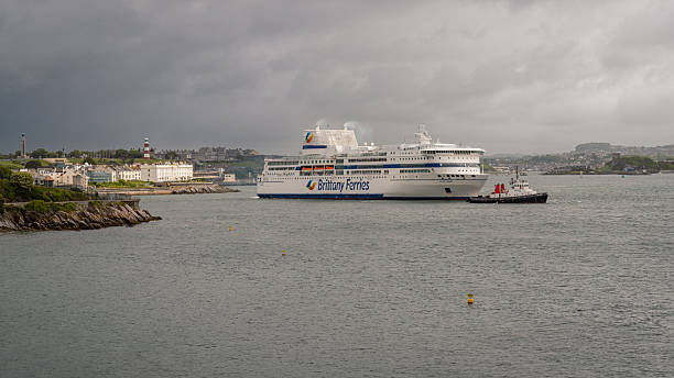 Plymouth, Devon, England, UK - May 25, 2022: Brittany Ferries Pont-Aven arriving in Plymouth Harbour
