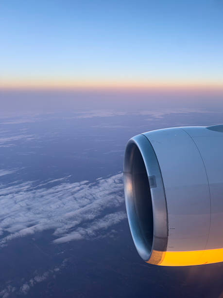 View out plane window at Earth and atmosphere in Flagstaff, Arizona, United States
