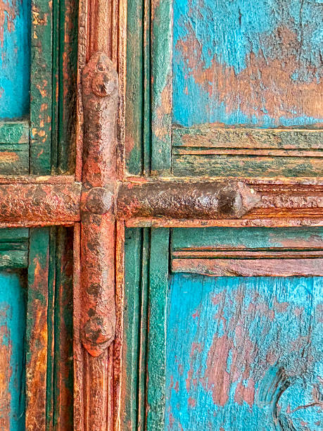 istock Multicolored closeup wood door background abstract design 2223825842