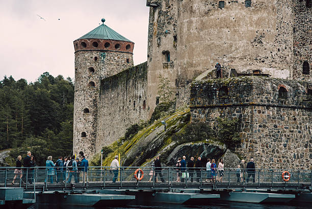 Savonlinna, Finland, 15 June 2019, Fortress in the old town, old stone landmark, fortification building landscape