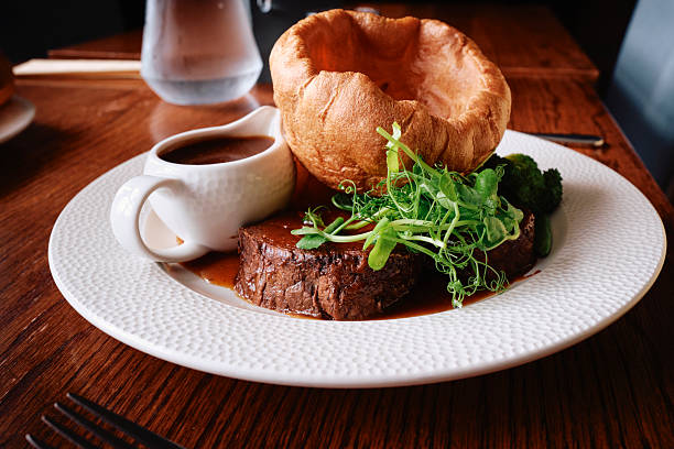 Sunday roast, Roast beef with giant Yorkshire pudding.