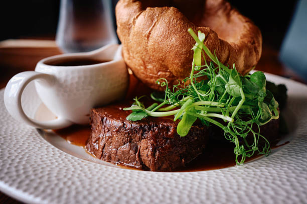 Sunday roast, Roast beef with giant Yorkshire pudding.